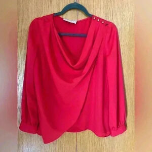 Amanda Uprichard Wrap Detail Bishop Sleeve Blouse L